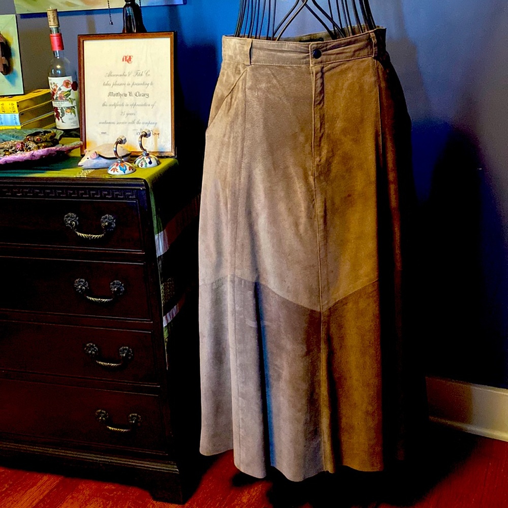 Vintage Abercrombie & Fitch full length suede skirt, size 14